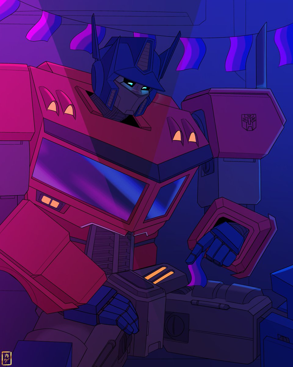 Happy #BiVisibilityWeek to the most important bi man in my eyes <3 Optimus is absolutely bisexual and proud of it :] The Autobots were sweet enough to decorate his room.