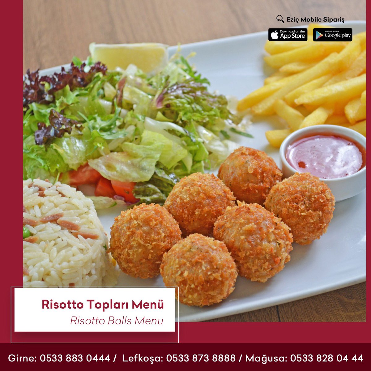 Pirinç ve özel baharatlarla harmanlanmış tavuk topları 😍 #risotto #risottoballs #cyprus #eziçrestaurant