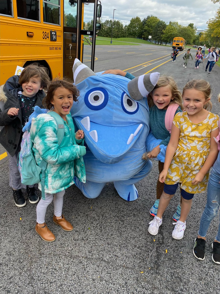 MrsMassaMath's tweet photo. Snargg from @iReady loved seeing WFE students at dismissal today! #WarriorsatWork #LiverpoolLeads #LCSDisREADY @CurriculumAssoc https://t.co/fRmAGIEgdt