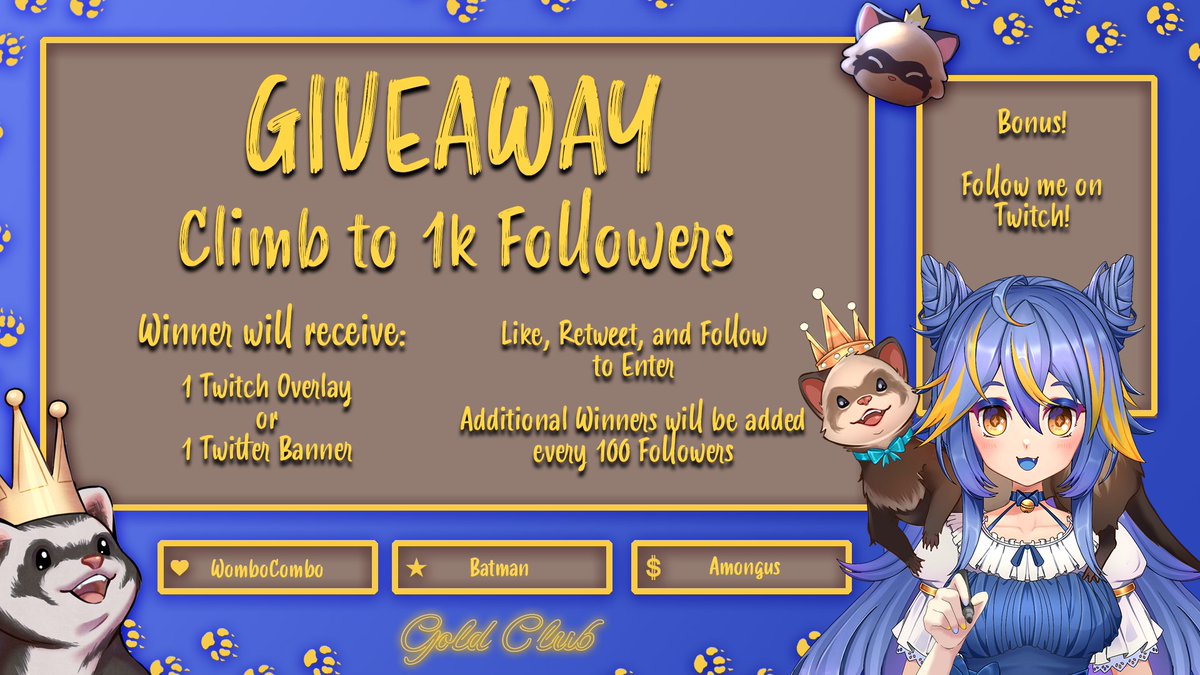 MidasVT's tweet photo. ✨TWITCH/TWITTER ART GIVEAWAY✨
I have a big surprise to reveal when I hit 1k on Twitter and to hit the goal faster I'm doing a giveaway! 

Rules: Follow me, Like + RT this post.
I'll add an additional winner every 100 new followers I get! #vtuber #ENvtuber #VtuberSupport #twitch https://t.co/DUEhl8EzJC