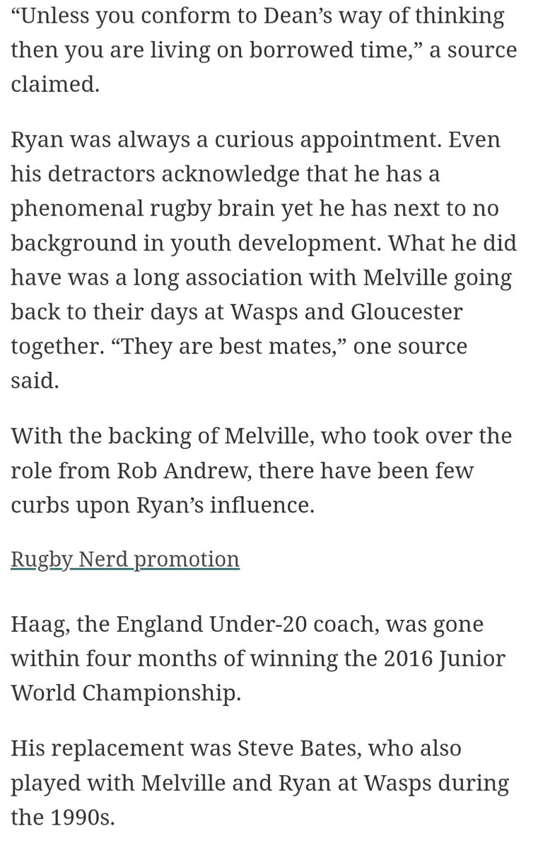 Richard99366022's tweet image. One would almost conclude that those pushing the  NZ #perfectsystem have very little knowledge of rugby.

They also think that Ryan would have been best suited to Walkers role. They've based this on his prior RFU role for which he had zero experience.

12ft.io/proxy?q=https%…