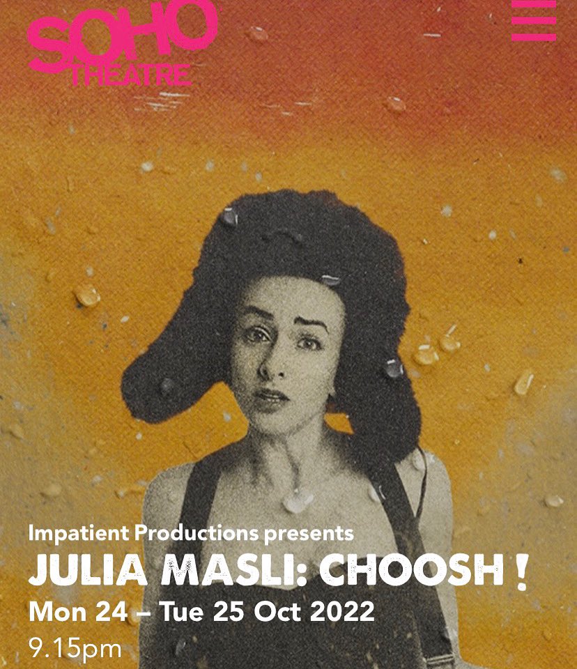 JuliaMasli's tweet photo. LONDON! CHOOSH! This one is for you 💛
24th &amp; 25th Oct 9:15pm @sohotheatre
I can’t wait to see you! 
Tickets in bio 🎪 https://t.co/nwpQQwYehM
