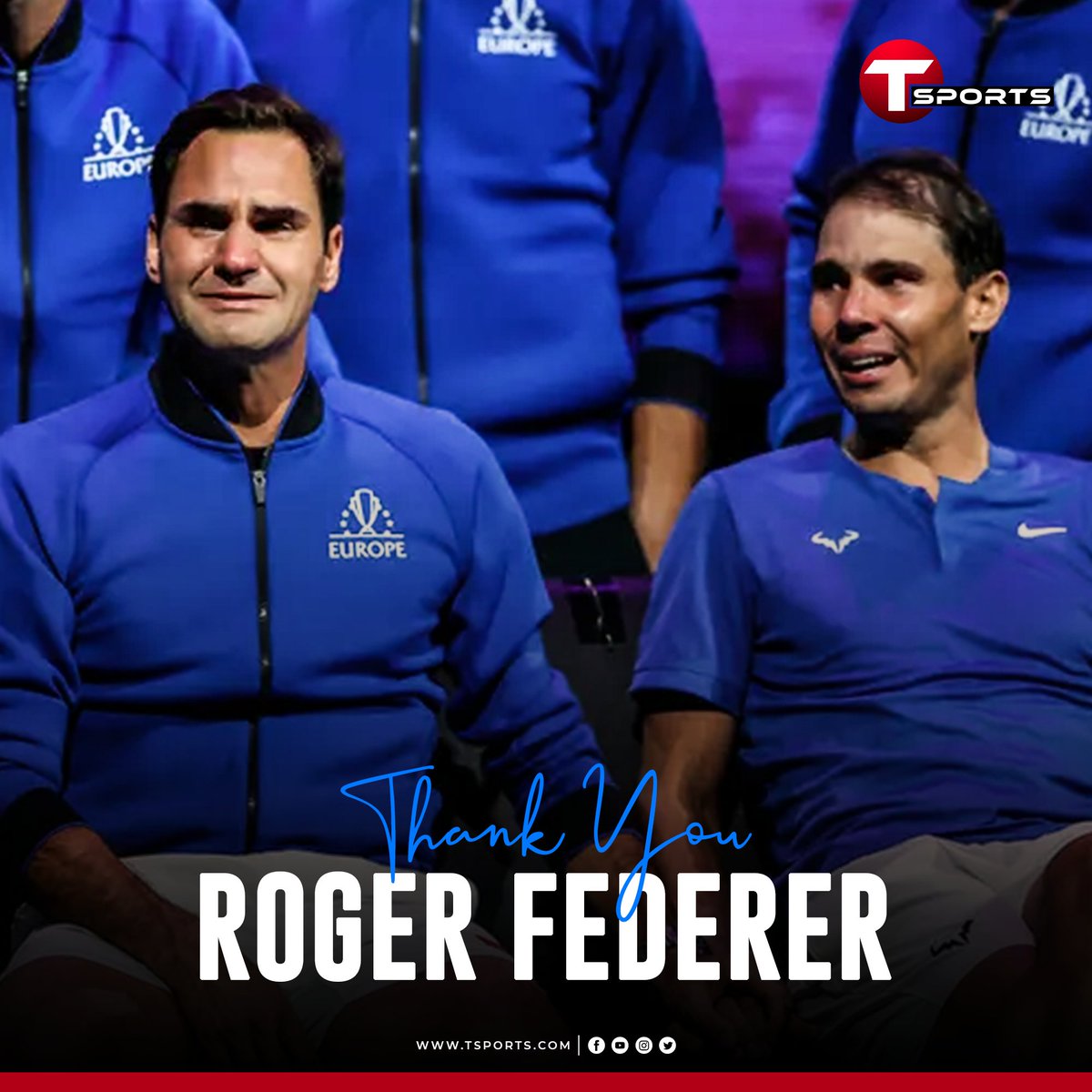 TSports_bd's tweet photo. The farewell that wets the opponent's eyes, the farewell says that Federer belongs to everyone.

#RogerFederer 
#Federar
#retirement 
#tsports https://t.co/J48dQGlmQQ