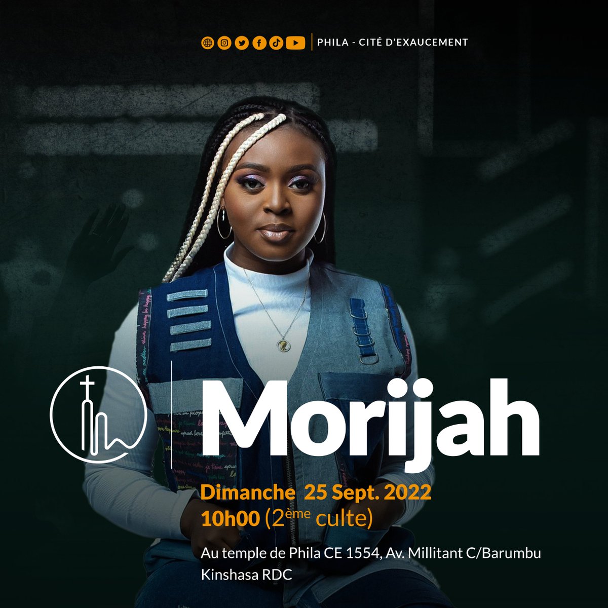 ce_phila's tweet photo. Nous aurons la soeur Morijah pour un moment de worship demain dimanche.
Viendrez-vous adorer avec nous au second culte à partir de 10h?
Si vous pensez être béni par son ministère, écrivez "amen" en commentaire.
#morijah #culte #adoration #phila https://t.co/QnylGSw0Pz