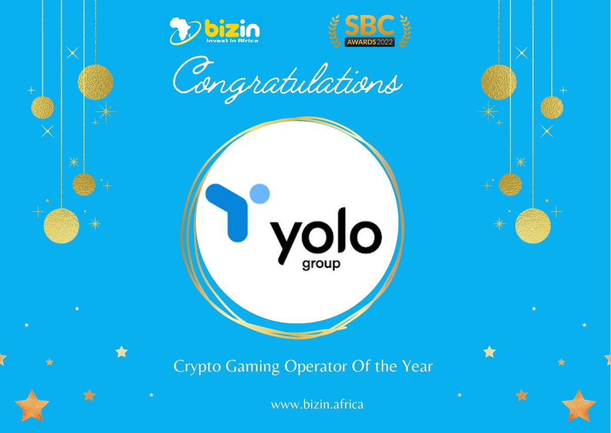 We would like to extend our sincere congratulations to @yologrouplife for being crowned the Crypto Gaming Operator of the Year at the SBC Awards. 

#YoloGroup #SBCAwards #SBCAwards2022 #BizinAfrica