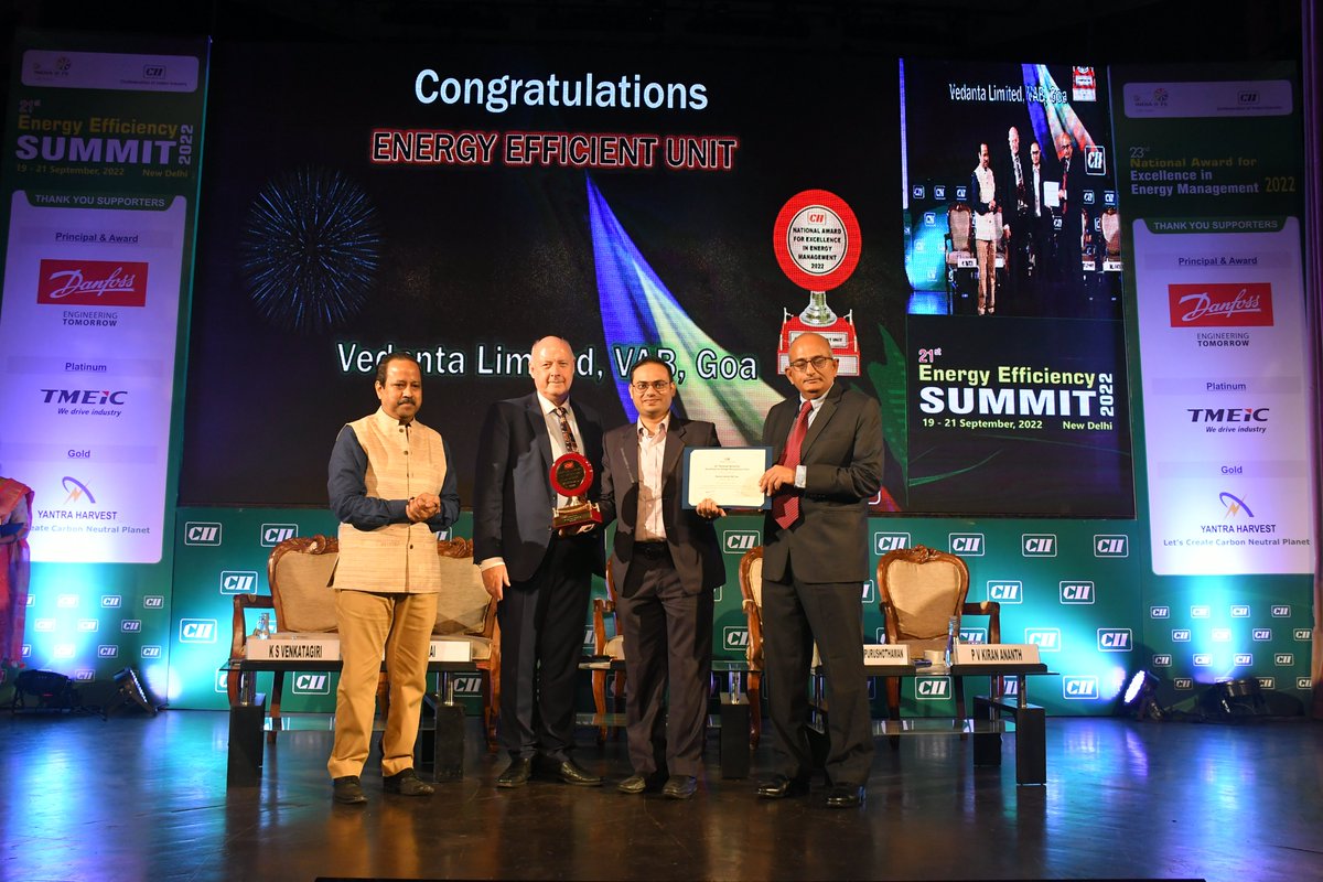 V_I_S_L's tweet photo. We are elated to share that Vedanta Value Added Business has been recognized as Energy Efficient Unit at 23rd CII National Energy Management Awards 2022. Congratulations to the whole team! 
#Vedanta #TransformingForGood #SesaGoaIronOre #ValueAddedBusiness https://t.co/Kd1fSbIpEE