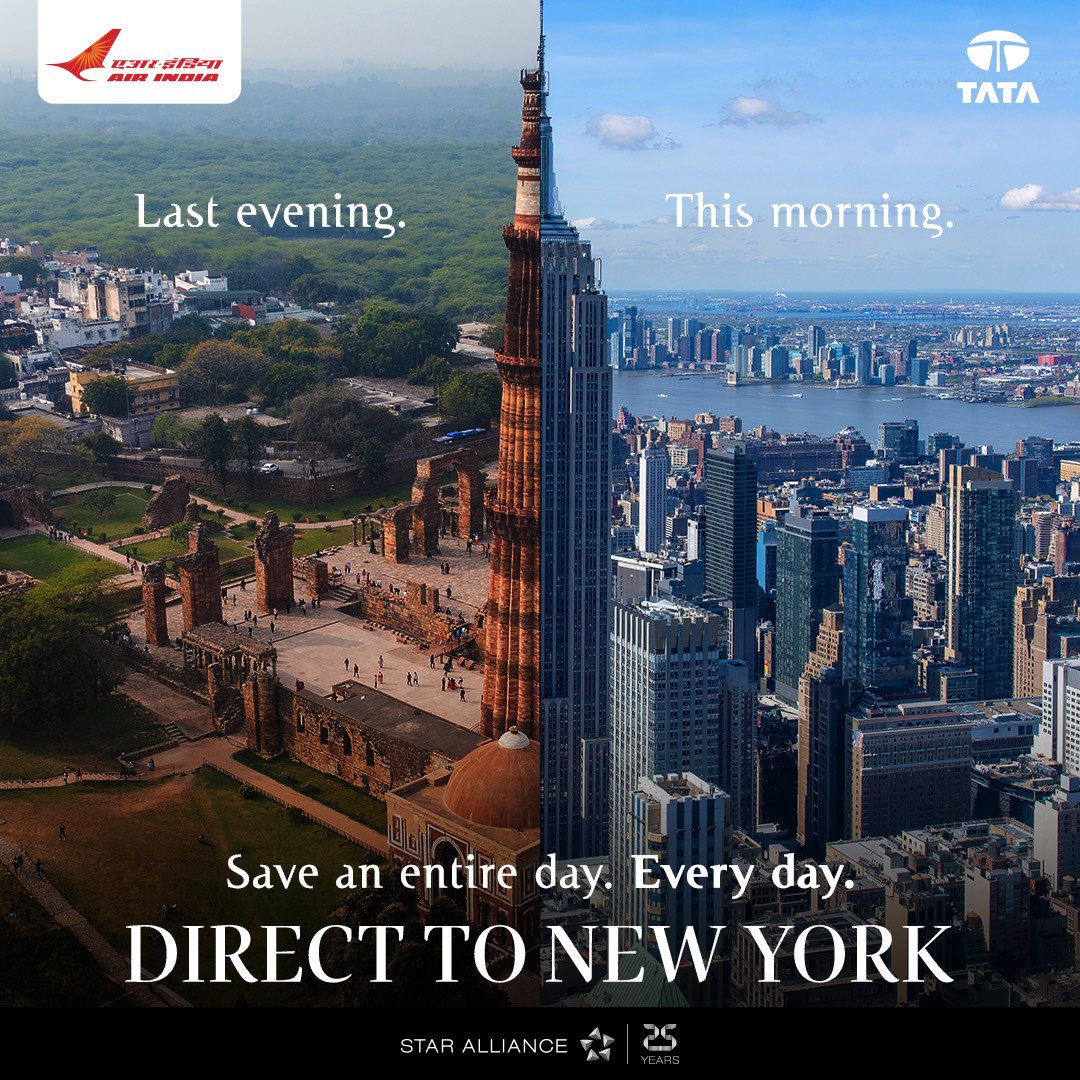 airindia's tweet photo. #FlyAI : Empire State of Mind?
Direct daily flights to New York from Delhi, with non-stop comfort and non-stop convenience when you fly with us.
#NonStopFlights #NonStopExperience #DelhiToNewYork #FlyAirIndia https://t.co/owYuwiN9Ut