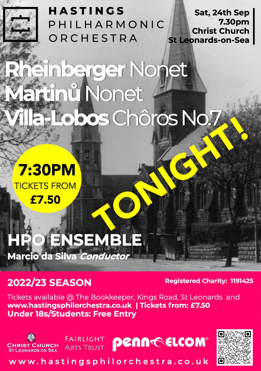 HastingsPhil's tweet photo. TONIGHT!
7:30pm
Christ Church St Leonards

Distinctive chamber music by MARTINŮ, VILLA-LOBOS and RHEINBERGER performed by nine principal #HPO players, conducted by Marcio da Silva.

Tickets from £7.50
🎟️ https://t.co/G9QPbcVEcq

#HPOSeventhSeason | #HPORecitals
@1066Tweets https://t.co/Y7hFnaJS6R
