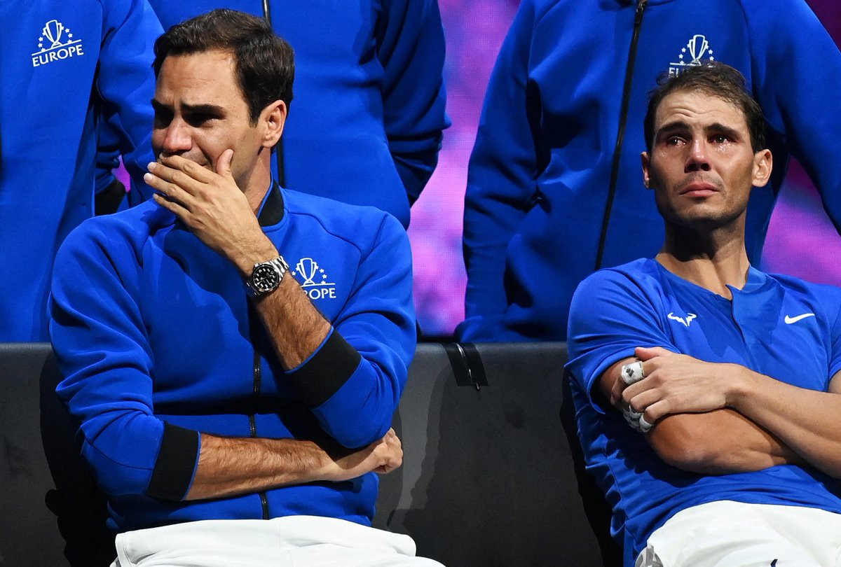 WeAreTennisFR's tweet photo. "Roger qui quitte le circuit, c'est une partie de moi qui s'en va avec lui, parce que tous les moments où il a été à côté ou face à moi ont été des moments importants de ma vie." 

Rafael Nadal https://t.co/o5hU9TDyda