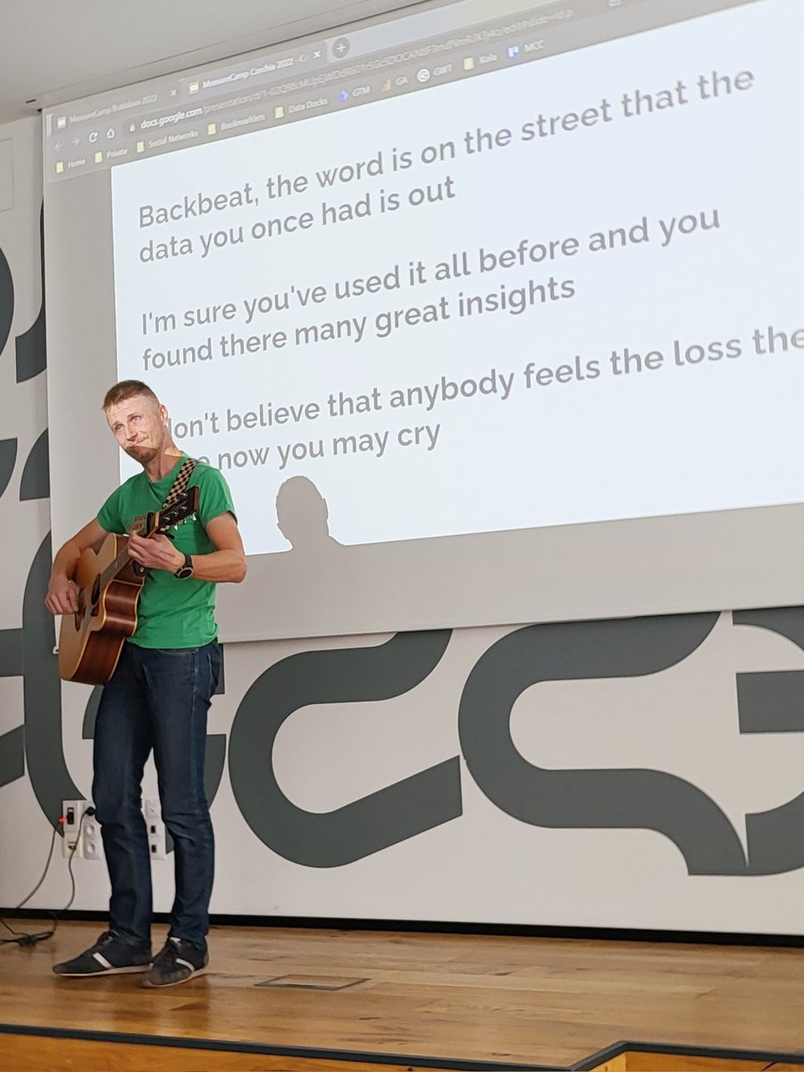 stanasiukcom's tweet photo. From now on I refuse to attend any conferences without #measure-themed guitar covers. Thanks @cataLuc @measurecampSK for ruining all the other ones for me! 😐#measurecampsk https://t.co/Hm0nsH7NkH