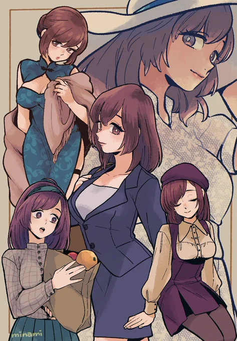 マシュマロお姉さんをまた描かせてもらいました!今回は色んなお洋服を着せたいねってなったのでこんな感じで楽しく描かせていただきました #仕事絵 