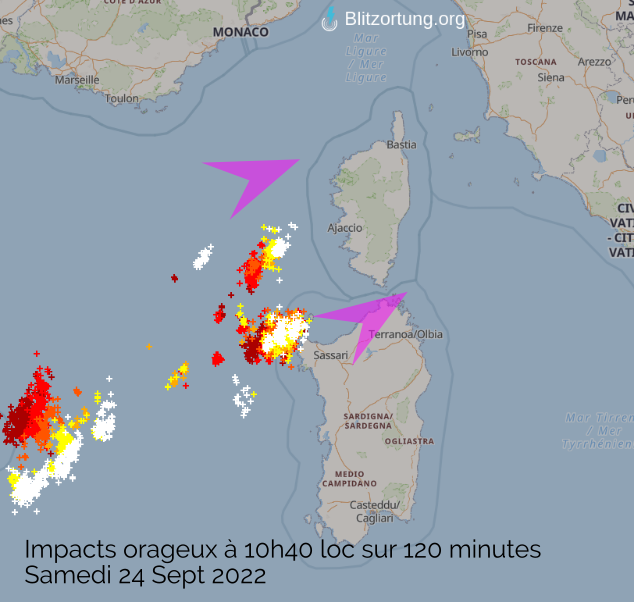 KitempuMeteo's tweet photo. ⚠️  Pluies soutenues et #orages en approche ce matin sur #GrandValinco, #GrandAjaccio, #CoteOuest. Cette vague orageuse traverse la #Corse d'Ouest en Est.
🌧️ Cumuls de pluies important au vent du relief.
  Impacts orageux et précipitations en illustration à 10h30 Loc. https://t.co/5OG9LBa97h