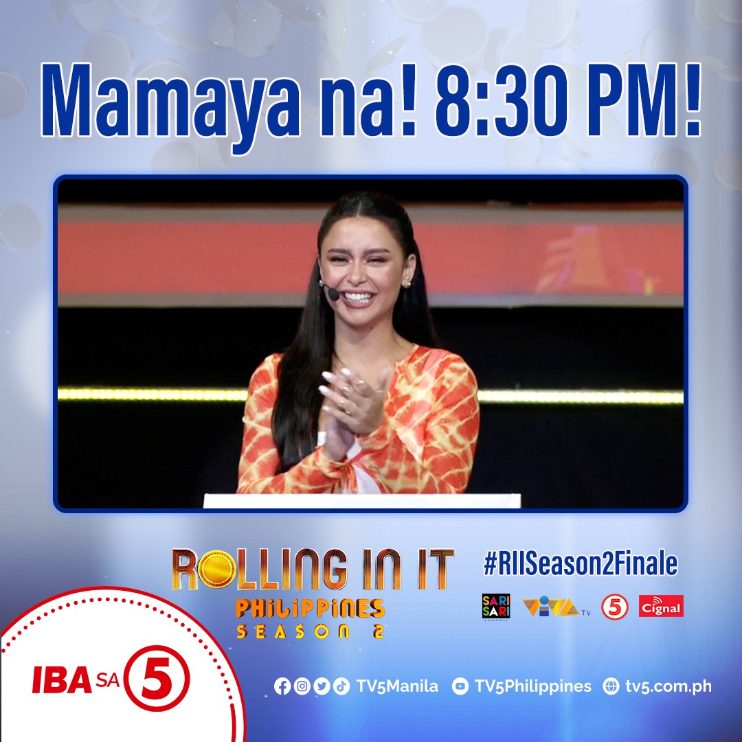 RollingInItPh's tweet photo. Mamaya na ang SEASON FINALE! 8:30 PM sa TV5!

Abangan sina Billy Crawford, Coleen Garcia-Crawford, at Ria Atayde. Hosted by Yassi Pressman. Ngayong Sabado, 8:30 PM sa TV5! #RIISeason2Finale https://t.co/dHPv6iDYY7