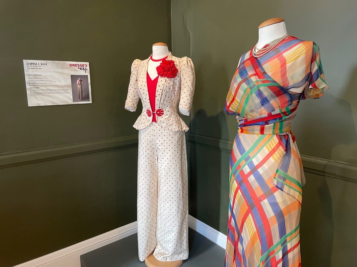 RivieraGeopark's tweet photo. Our #GeoparkPartners at @TorreAbbey have an exhibition called Dressed to Kill, Agatha Christie &amp; Costume Design. 

It features costumes worn by the likes of Maggie Smith, Bette Davis, Angela Lansbury, Emily Blunt &amp; Judi Dench from various Agatha Christie film adaptations. https://t.co/yoD4LoXRwP