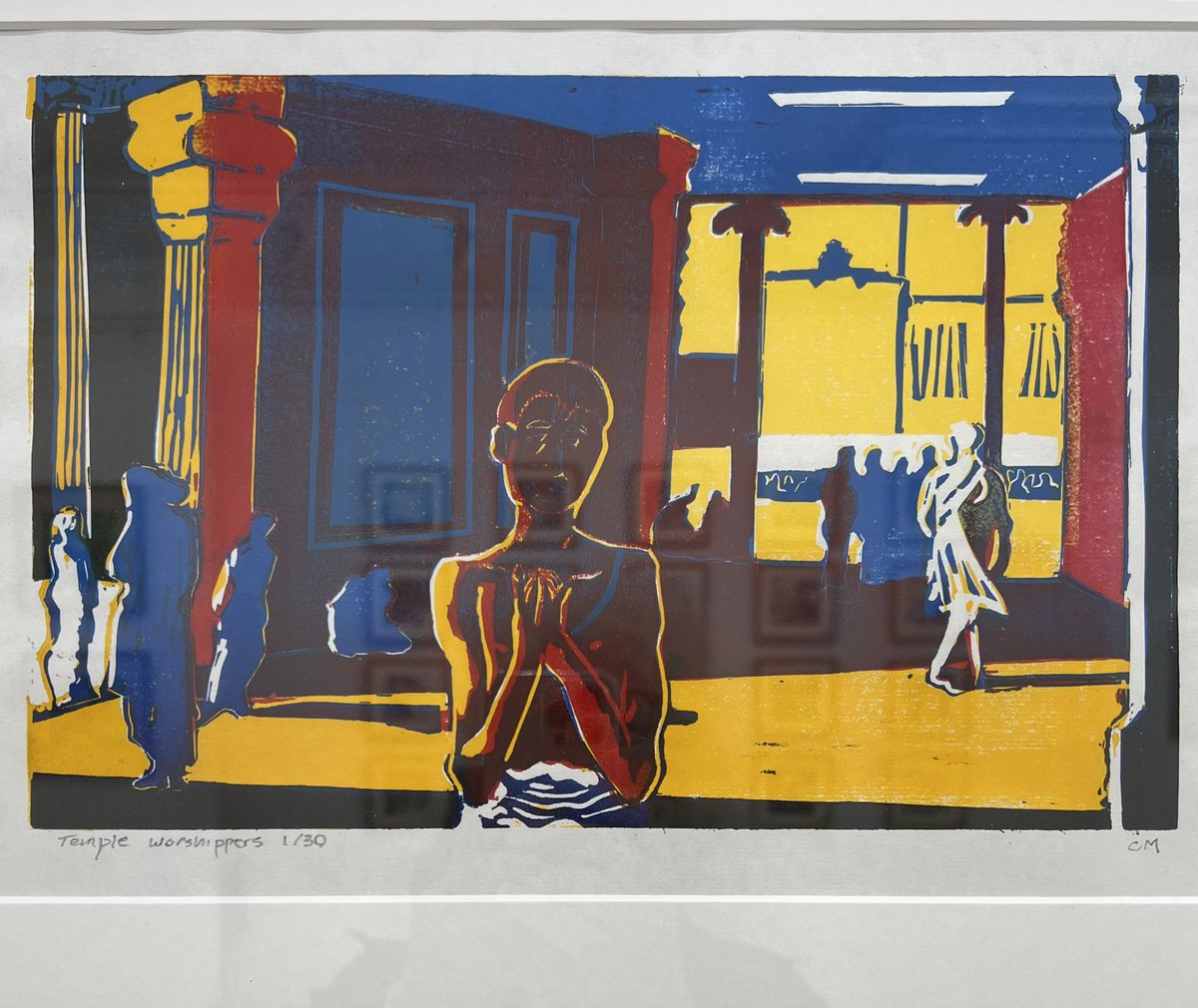 Day 4 of “Bending to the Light” <a href="/fishslabgallery/">fishslab art gallery</a> Chris Moody’s Linocut Temple Worshippers. <a href="/WhitstableLive/">Whitstable Live</a> <a href="/WhitstableKM/">Whitstable Gazette</a>