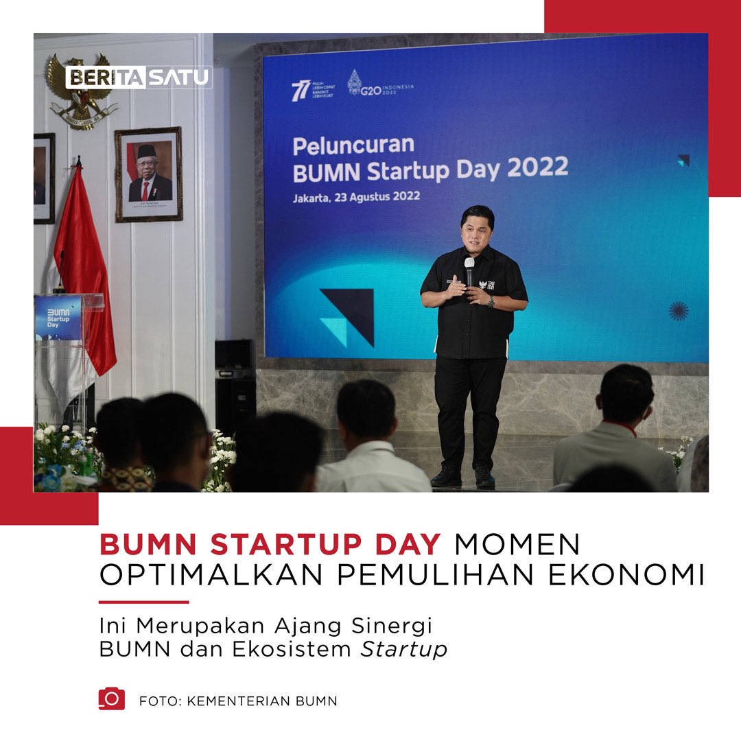Beritasatu's tweet photo. BUMN Startup Day 2022 hadir sebagai inisiatif Kementerian BUMN untuk mempertemukan dan menguatkan sinergi antara BUMN di berbagai sektor dengan startup.
https://t.co/WbngctT6jQ
#BUMNStartupDay2022 #BUMN #Startup #ErickThohir #FotoCaption #BeritaSatu https://t.co/M6XEu5L0wD