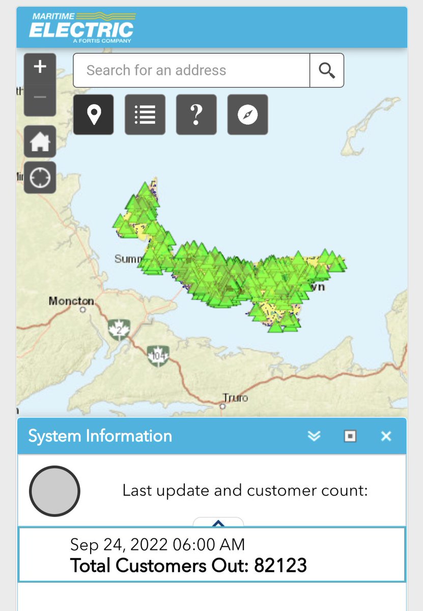 silasjvbrown's tweet image. PEI has gone dark. Nearly the entire island will wake up without power. There are over 82,000 customers without power right now, out of 86,000+ total customers.