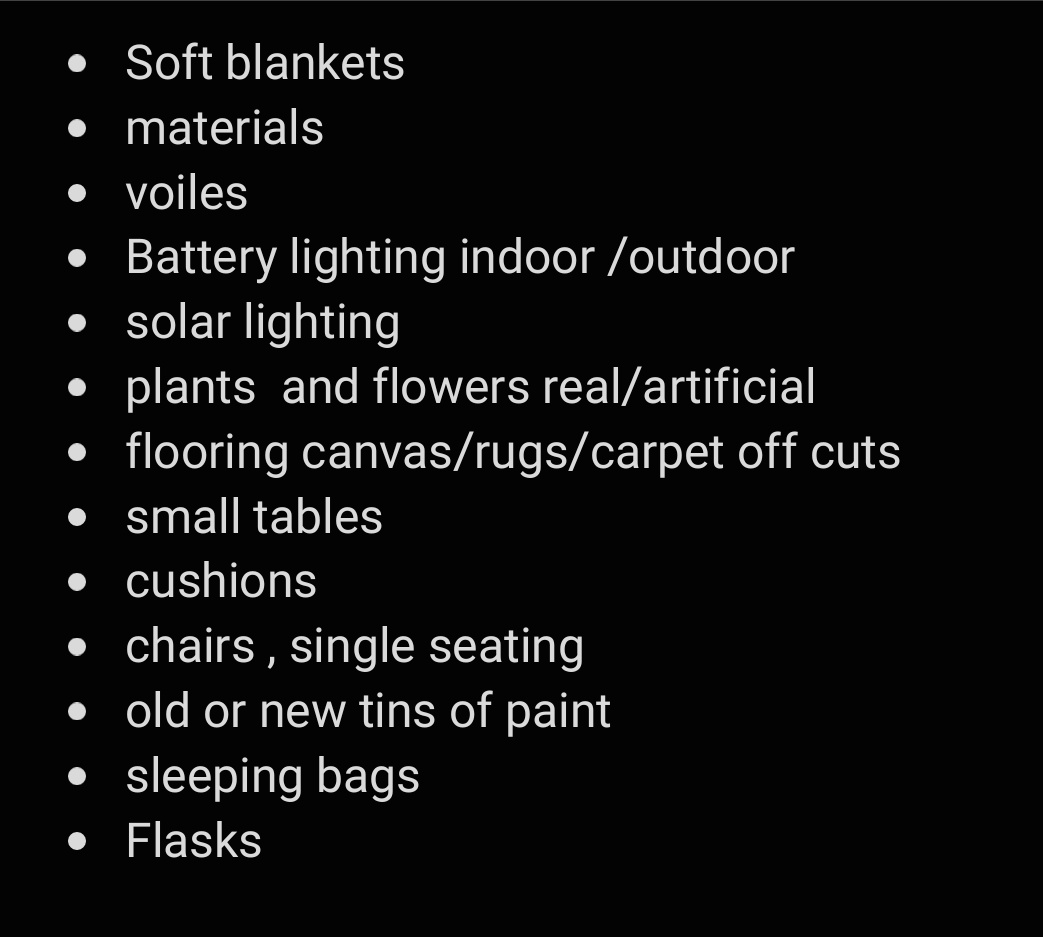 The amazing Nurture team are in the process of creating 'The Snug'. It will be a cabin in the yard that all of the children can use to support their wellbeing. We are looking for any donations of the items listed below. 
Thank you so much! 💓 
Team Toner x
