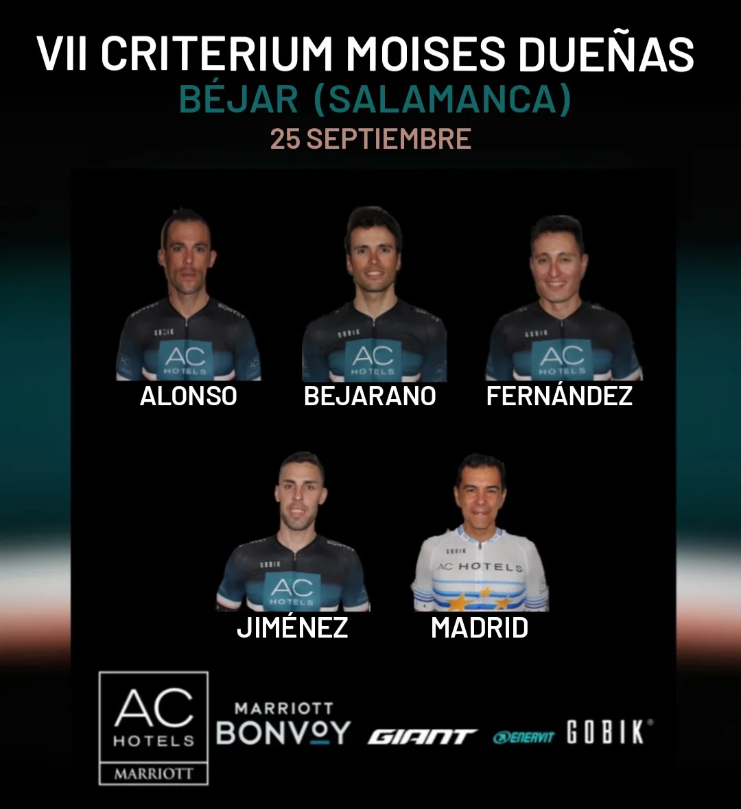 ➡️ Mañana nuestros corredores participaran en el Criterium Moises Dueñas en Béjar (Salamanca).

Última competición antes del cto de España 🇪🇦 de la semana que viene. 

Mucha suerte EQUIPO 🍀 

#juntos_somos_mejores 

<a href="/ACHotels/">AC Hotels by Marriott</a>
<a href="/MarriottBonvoy/">Marriott Bonvoy</a>
<a href="/Giant_ESP/">Giant Ibérica</a>
#Gobik
<a href="/EnervitSport/">Enervit Sport</a>