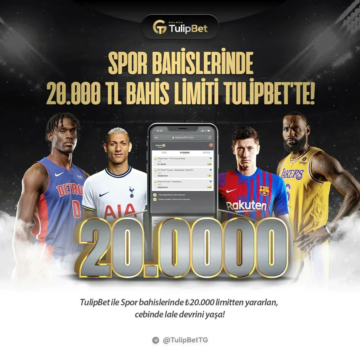 ⚽️ 🏀 Spor bahislerinde ₺20.000 bahis limiti TulipBet'te!

👑 Yatırımını yap, oyununu oyna, kazan. Tek maça alabileceğin bahis limitinin ₺20.000 olduğunu unutma!

▶️ Kazancın adresinde kazanmaya başla: bit.ly/38GMiQ7