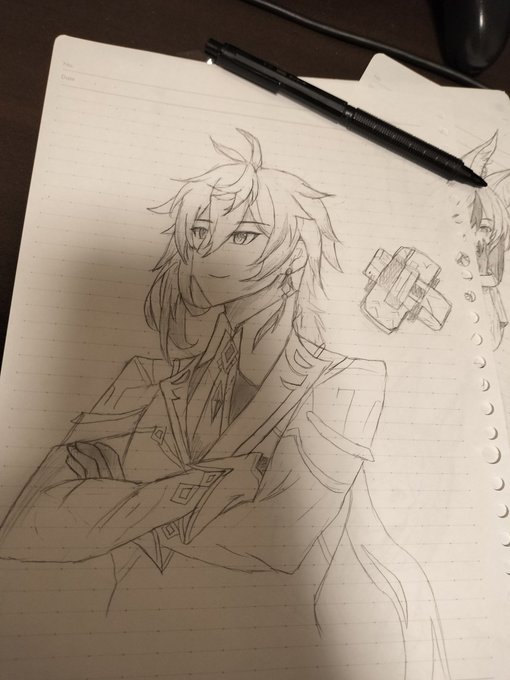 練習で描いた鍾離先生 