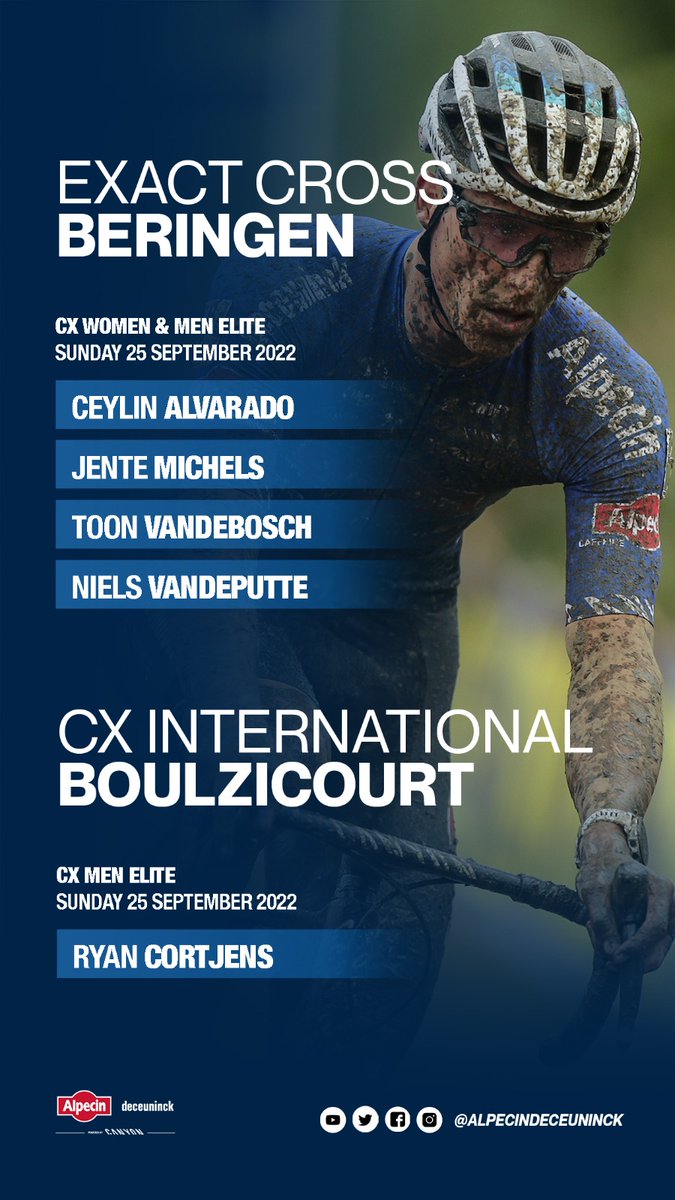 🇧🇪 #ExactCross Beringen
🇫🇷 #Boulzicourt

Ready for another Sunday of cyclo-cross fun in Belgium and France. Enjoy Ceylin, Jente, Toon, Niels and Ryan! 🤟