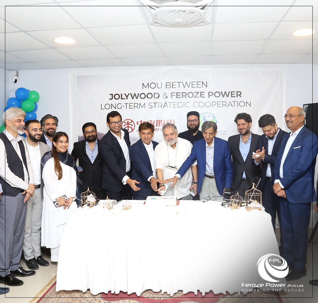feroze_power's tweet photo. Feroze Power Limited (FPL) signs MOU with Jolywood to introduce N-type solar panels in Pakistan. "FPL is committed to the promotion and development of solar energy in Pakistan which can be easily achieved by introducing high quality, reliable technologies". Raza Feroze Director https://t.co/ELJZBmmwFL