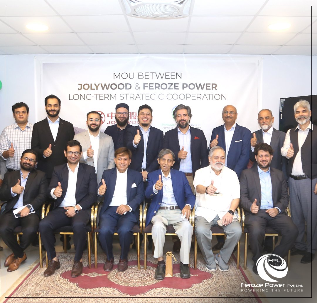 feroze_power's tweet photo. Feroze Power Limited (FPL) signs MOU with Jolywood to introduce N-type solar panels in Pakistan. "FPL is committed to the promotion and development of solar energy in Pakistan which can be easily achieved by introducing high quality, reliable technologies". Raza Feroze Director https://t.co/ELJZBmmwFL