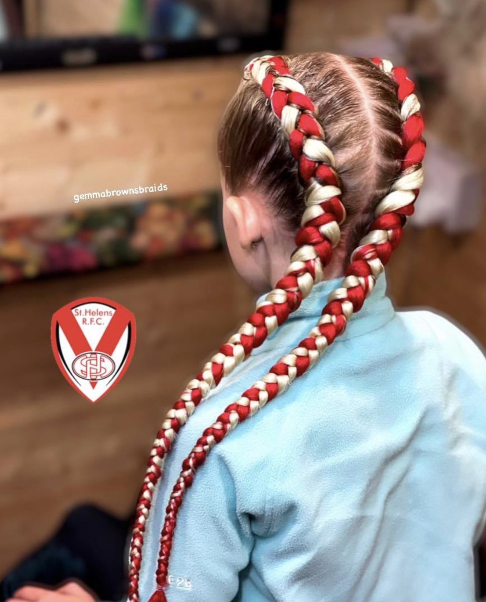 stephb1986's tweet photo. Grand final day !! My daughters been and had her hair done for the occasion. Supporting the boys loud and proud !! COYS 🏉🔴⚪️🏉 @Saints1890 https://t.co/fEUnJHBwe0