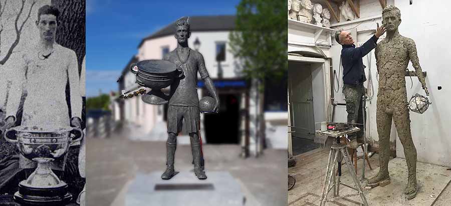 eoghancorry's tweet photo. Statue of Bill Squires Gannon by @markxrichards unveiled tomorrow is testament to role of GAA healing the 1920s, 1 of 2 on 1928 @KildareGAA team who took arms against treaty playing alongside 4 pro-treaty army men on the team  @monuments_gaa @HistIrl #decadeofcentenaries. https://t.co/UyILPlvem2
