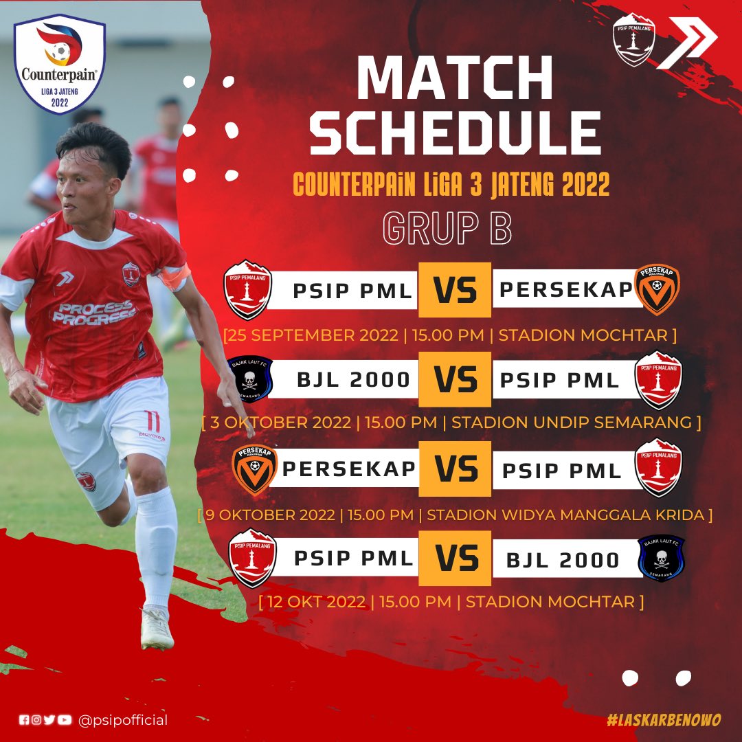 officialpsip's tweet photo. MATCH SCHEDULE!!
Grup B Counterpain Liga 3 Jateng 2022

Ayo Kobarkan Semangatmu🔥🔥
#psippemalang #localboyssquadra #lasbomania #laskarbenowo #liga3indonesia #liga3jateng https://t.co/BxovvCyvtb