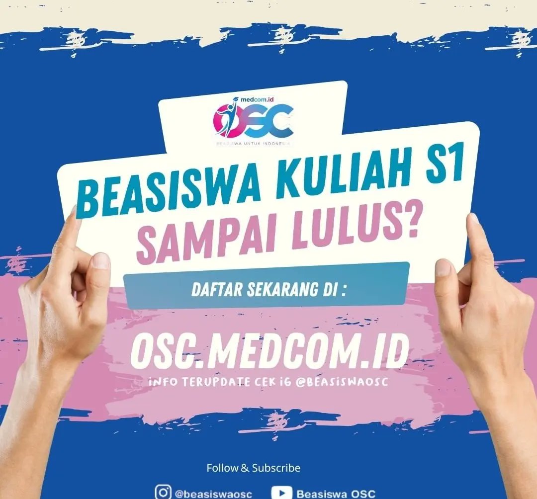 BeasiswaOSC's tweet photo. #SobatOSC raih kesempatan kuliah gratis sampai lulus hanya di OSC 2022🥳

Ada 27 kampus yang ada di #oscmedcom2022 cek pinned postingan admin ya! Kamu mau pilih kampus mana nih?😁

Tag temen kamu yg belum daftar osc dan ajak mereka ikutan daftar juga!

#oscmedcomid https://t.co/PyBqzKubag