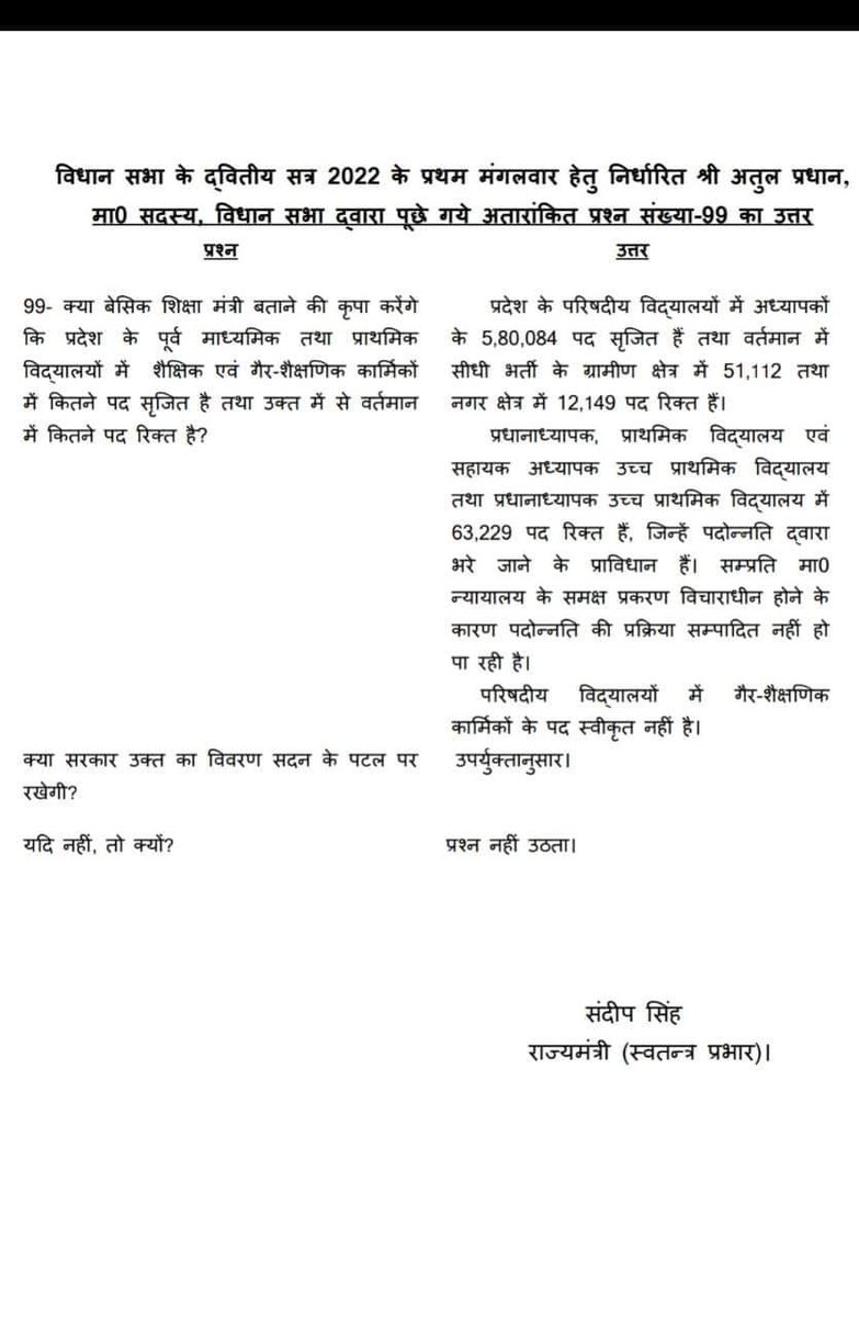 <a href="/Mayank123457/">Mayank Shukla🪔</a> <a href="/thisissanjubjp/">Sandeep Singh</a> <a href="/UPGovt/">Government of UP</a> <a href="/myogiadityanath/">Yogi Adityanath</a> जब इतने पद खाली है तो 69000 शिक्षक भर्ती में योग्यता का मानक पार किए सभी युवाओं को नियुक्ति दीजिए।
<a href="/PMOIndia/">PMO India</a>
<a href="/VIVEKDW21909942/">69000 धरना अध्यक्ष विवेक द्विवेदी</a> 
<a href="/myogiadityanath/">Yogi Adityanath</a> 
<a href="/CMOfficeUP/">CM Office, GoUP</a> 
<a href="/rashtrapatibhvn/">President of India</a>
<a href="/Dharam82634910/">Dharmendra Mishra</a>