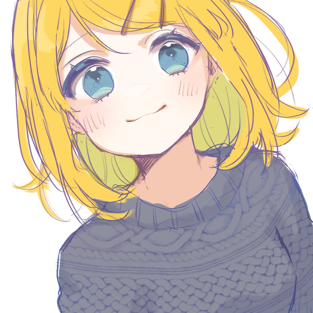 kagamine rin 1girl solo blonde hair hair ornament hairclip sweater smile  illustration images