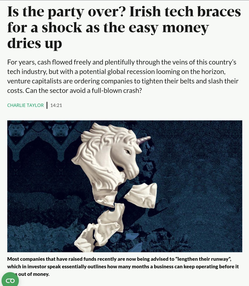 FinTechIreland's tweet photo. Is the party over? #Irishtech braces for a shock as the #easymoney dries up.

@ChasTaylor @businessposthq
@Oakeslaw @FintechIreland
@FinnMurphy12 @Frontlinevc
@IVCA_ie
@Payslipglobal
@realBobbyHealy @MannaAero
@nouvation @Provizio_ai
@cmL7ed
@SVB_UK
@AlanHollandCork @Keelvar https://t.co/iX5vC4VksZ