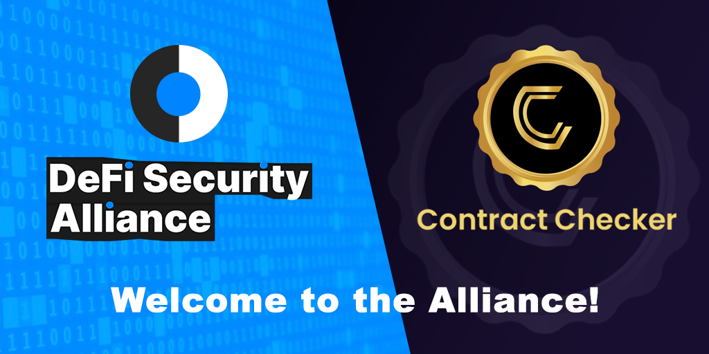 DefiSecAlliance's tweet photo. We are thrilled to announce that @ContractChecker has joined the #DeFiSecurityAlliance!
#ContractChecker is a security audit & consultancy firm focusing on helping eliminate scams in the crypto space by providing completely manual audits, KYC & smart contract/DApp development. https://t.co/Cgjt9x4aTW