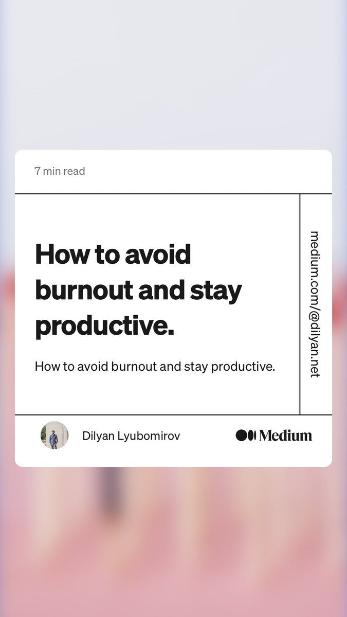 dilyan_'s tweet photo. “How to avoid burnout and stay productive.” by Dilyan Lyubomirov
https://t.co/KR7KxxHeaV https://t.co/o1MH8KVBlT