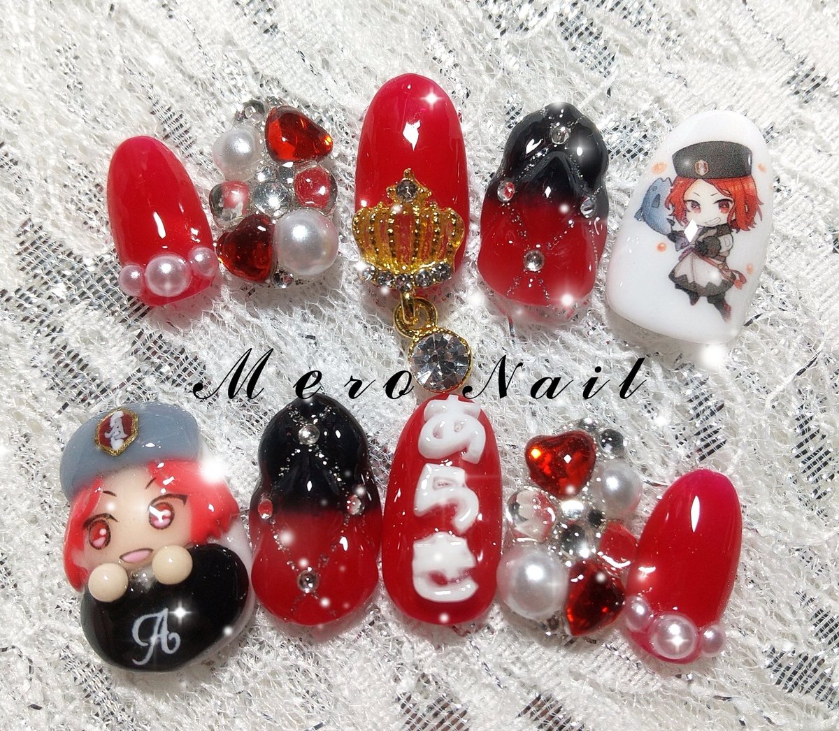 nail78855321's tweet photo. オーダーありがとうございました❤️今回は歌い手のあらきさんネイルでした！喜んで貰えたので良かったです✨またのご利用お待ちしております🙇‍♀️

#ネイルチップオーダー #痛ネイル #推しネイル #推し活 #歌い手 #あらき #3D #立体 #埋めつくし #キルティング #量産型 #地雷 https://t.co/uV3zeieXuP