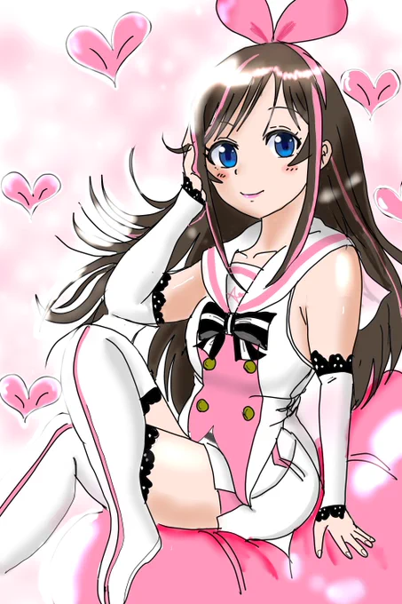 自分の描いたアイちゃんの過去絵をリメイクしました⇐2022年9月 2021年11月⇒#キズナアイ#きずなーぽすと #イラスト 
