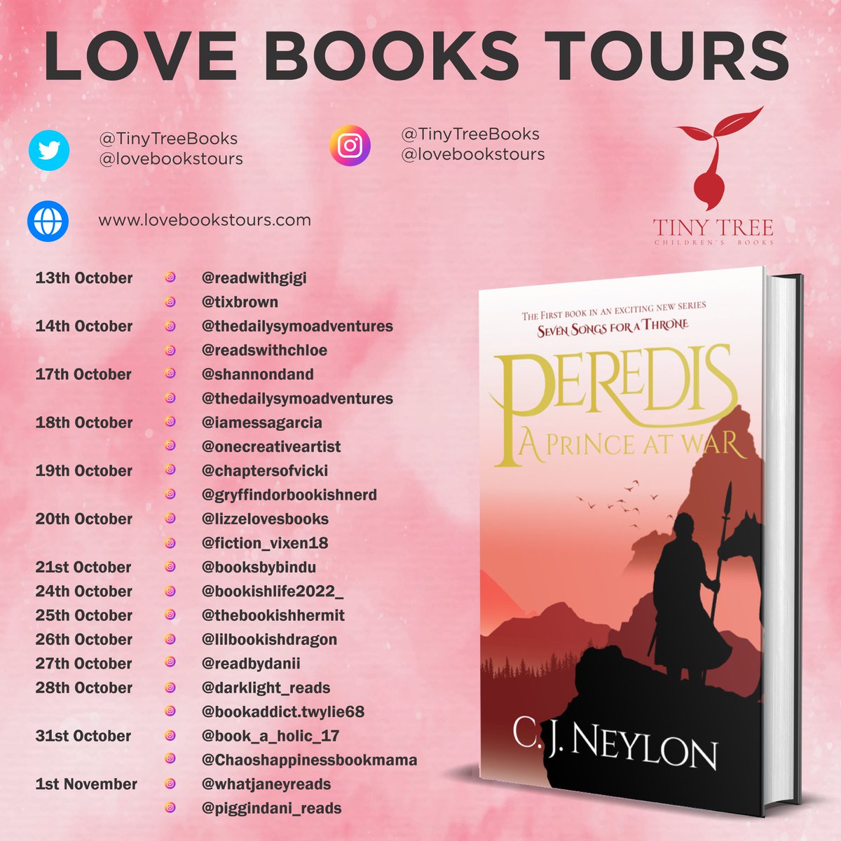 Virtual Book Tour Alert Coming soon is the #virtualbooktour for Peredis by C.J. Neylon @TinyTreeBooksorganised by @lovebookstours @KellyAlacey 🛒bit.ly/3fl0i56 kellylacey.com/love-books-tou… #Bookreview #BookTwitter #VirtualBookTour #BlogTour
