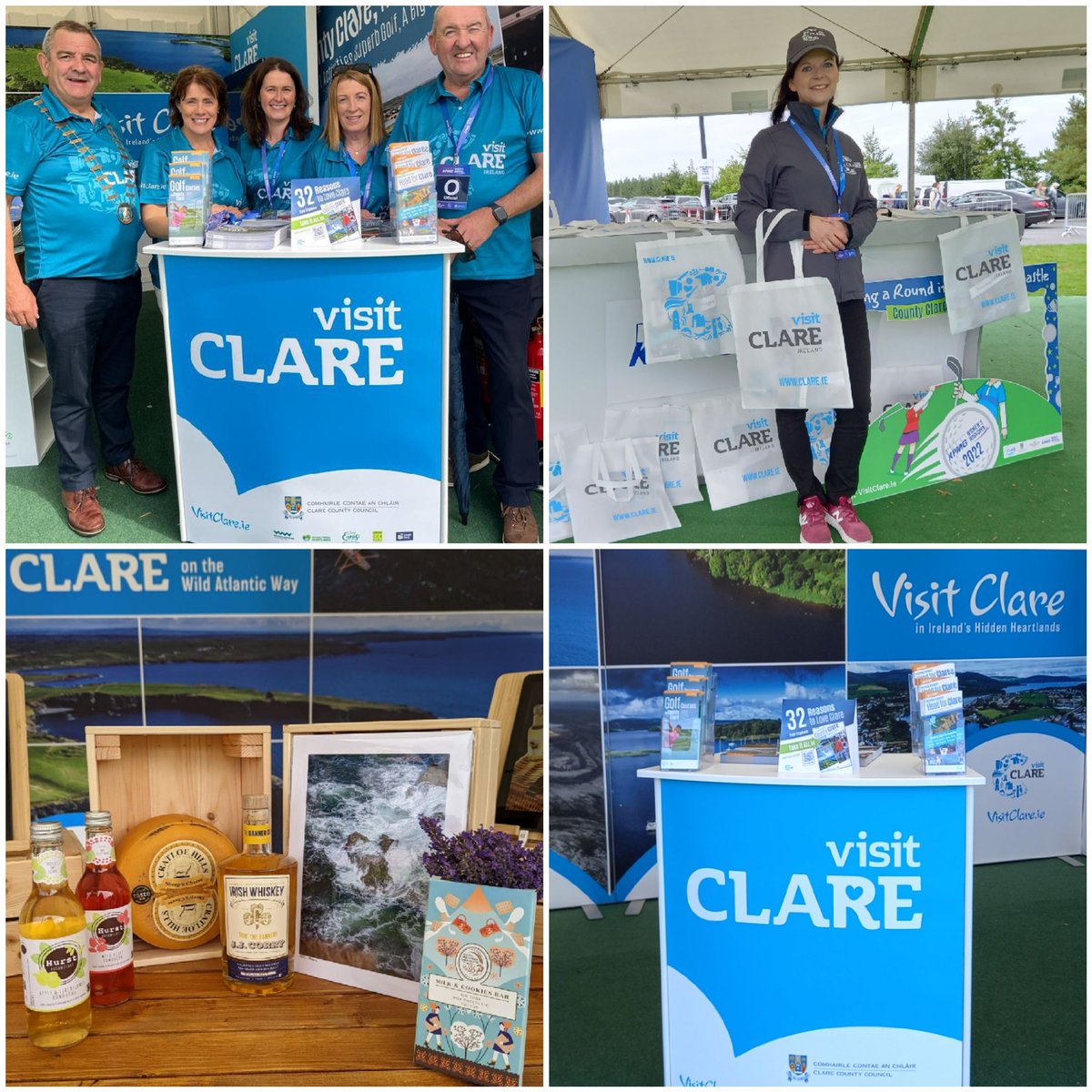 We look forward to greeting you at KPMG @WomensIrishOpen with @CliffsofMoherIE and @Failte_Ireland 💛💙 Pop by and sample some local products with @HazelMountainCh @WhiskeyGate @siarlandscapes @CratloeCheese #hurstbotanicals @ClareCoCo @LEOCountyClare