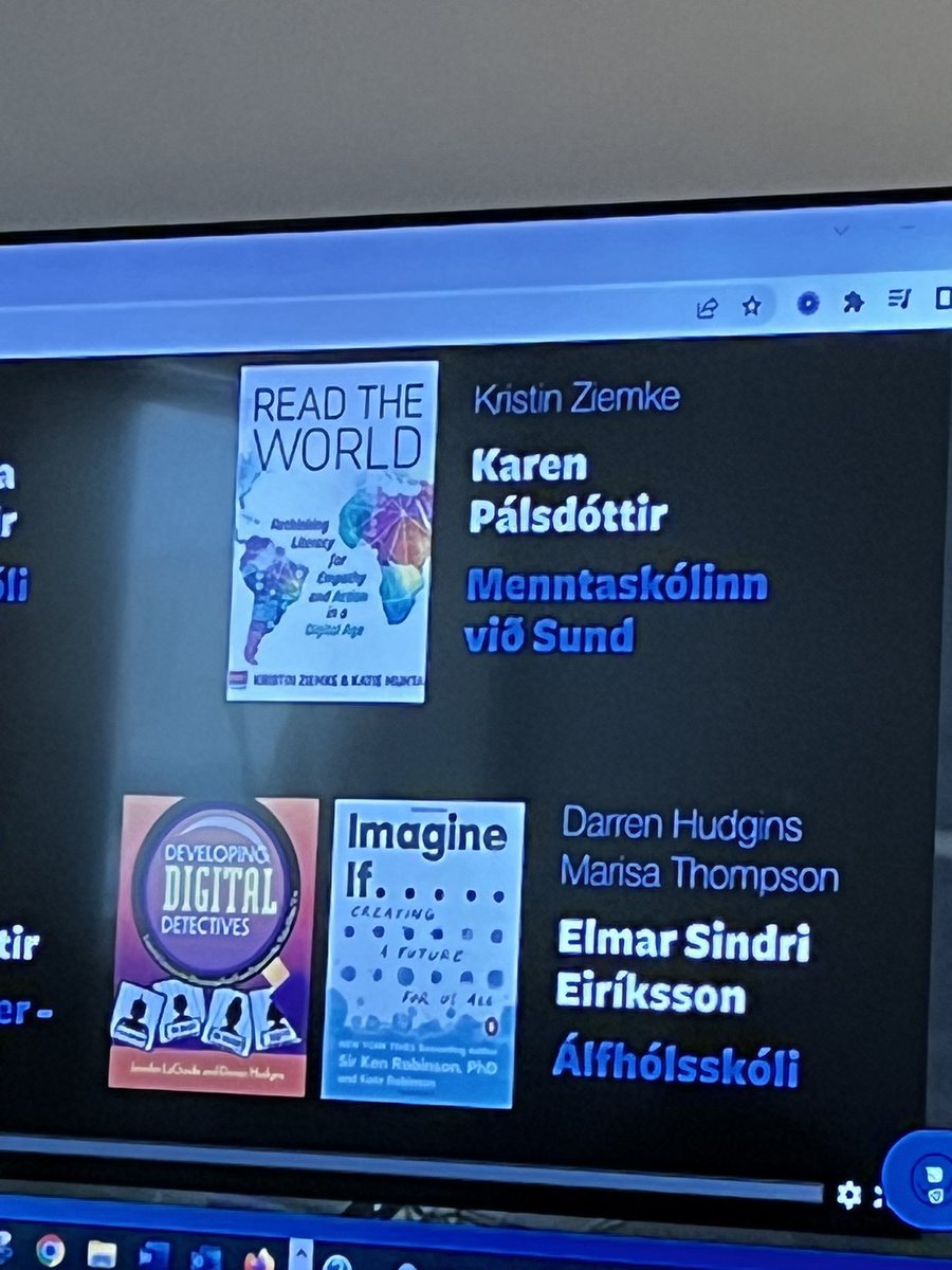 Okkar kona <a href="/karenpalsd/">Karen Pálsdóttir</a> vann verðlaun fyrir bestu spurninguna til <a href="/KristinZiemke/">Kristin Ziemke has a NEW BOOK! TEXT & TECH 📚📱🌏</a> á #UtisOnline 🥳🥳
