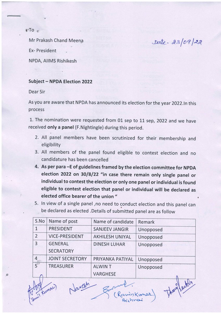 NpdaR's tweet photo. @aiimsrishi @meenusingh4 @AIGNFNURSES @AmarjeetAITUC @harish_kajla @dabkesh 
Many many congratulations to the newly elected NPDA team, you may establish new dimensions of the welfare of nurses. https://t.co/a6iMVuIZ5l