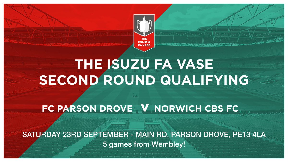 NorwichCBSFC's tweet photo. Game Day!

Today we travel to @FC_ParsonDrove for our @FAVaseHQ second round qualifying match. Nothing like a good cup run, let's hope we can get ours going today.

#WeAreCBS
#AwayDay
#FAVase https://t.co/FIBeJJzOFS