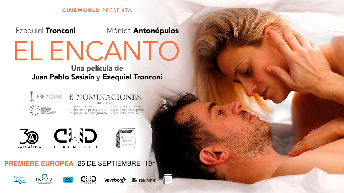 📽️ Os invitamos este lunes 26 a las 19h al estreno europeo de 𝙀𝙡 𝙚𝙣𝙘𝙖𝙣𝙩𝙤.

👥 Habrá un coloquio con el codirector y protagonista <a href="/EzeTronconi/">Ezequiel Tronconi</a> y los productores <a href="/CangasMaru/">maruCangas</a> y <a href="/DiegoCorsini/">Diego Corsini ⭐️⭐️⭐️</a>.

🎟️ Entrada gratis.
🤝 Con <a href="/CineWorldMedia/">CINEWORLD SRL</a> y <a href="/conunpack/">#ConUnPack</a>.
casamerica.es/cine/el-encanto