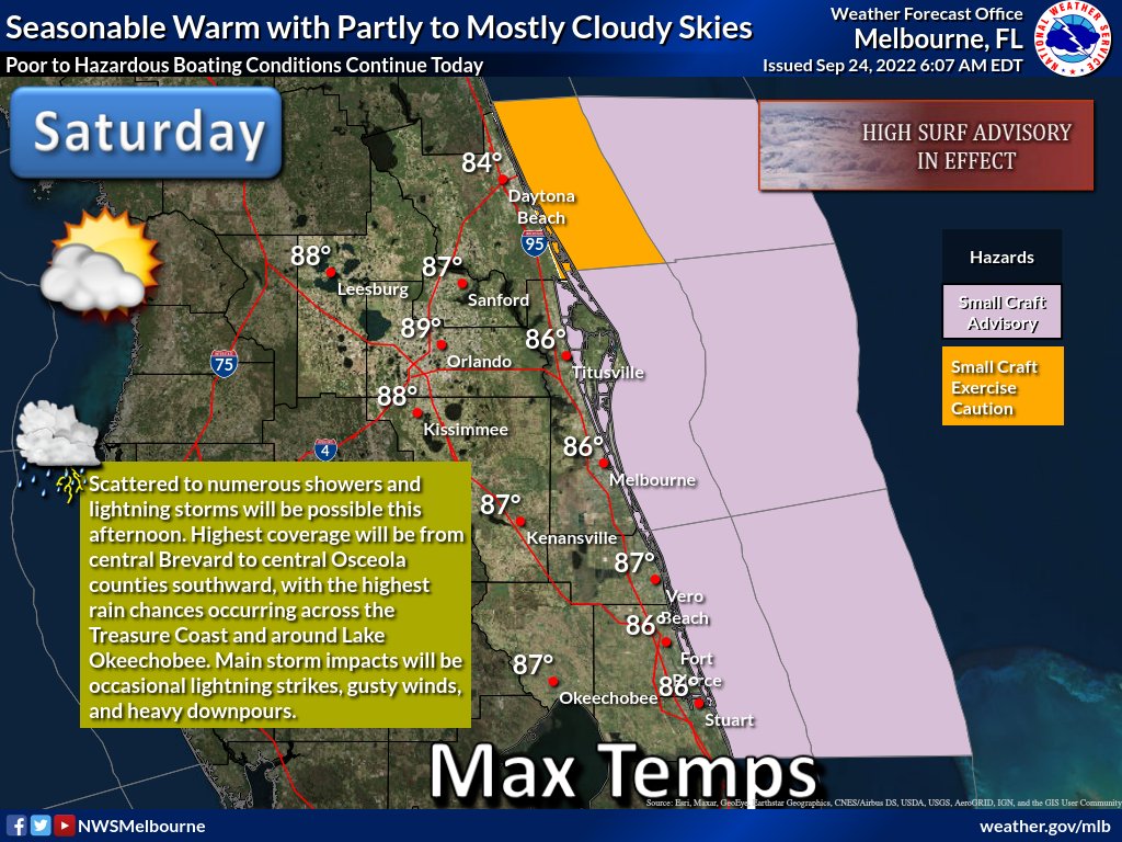 NWS Melbourne on Twitter "Sat Sep 24 Seasonably warm with scattered