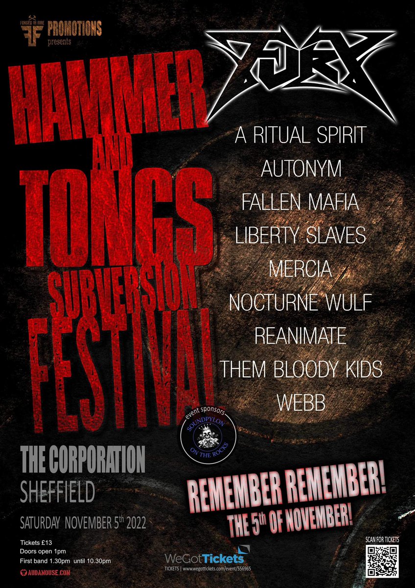 ForgeAMP1's tweet photo. I am absolutely stoked to announce that my own personal favourite Radio Show , the incomparable Sound Pylon are going to be official sponsors of the Hammer &amp; Tongs - Subversion Festival at the Corporation Sheffield on the 5th Nov. 
https://t.co/Y52Oud8aHW https://t.co/xyqGXfW4J6