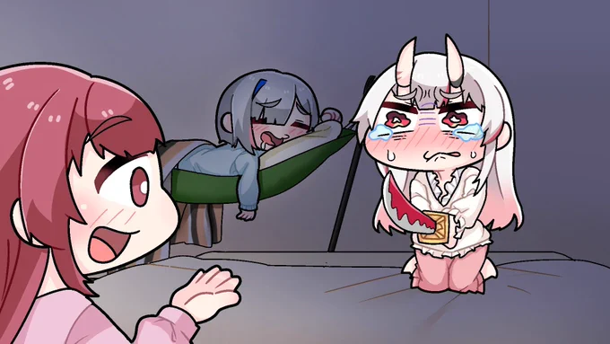 ホロメンに隠れて百鬼あやめにセクハラをするマリン船長#マリンのお宝 #百鬼絵巻 #ノエラート #しらぬえ #かなたーと 