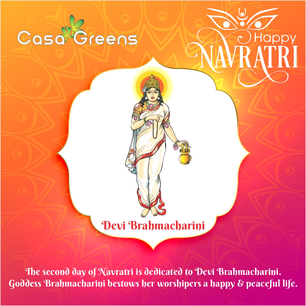 RadheyKrishnaG's tweet photo. The second day of Navratri is dedicated to Devi Brahmacharini.
#CasaGreens #HappyNavratri2022 #JaiMaaDurga https://t.co/am4ty2Uj1R