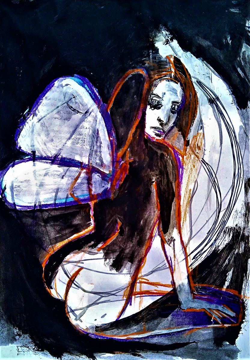 melas1970's tweet photo. you are an ancient melody 16cm x 21cm mixed media on paper https://t.co/2216DCC2RK